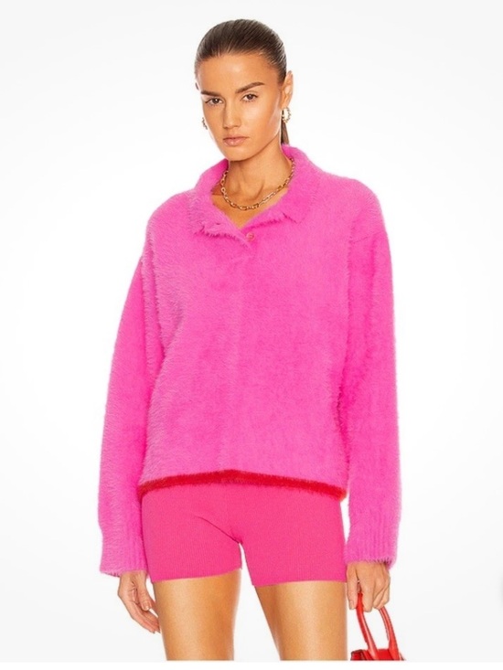 Jacquemus Sweaters - Jacquemus Bright Hot Pink Neve Knit Polo Sweater